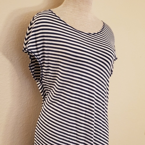 Asymetrical striped blue white blouse - Picture 3 of 3